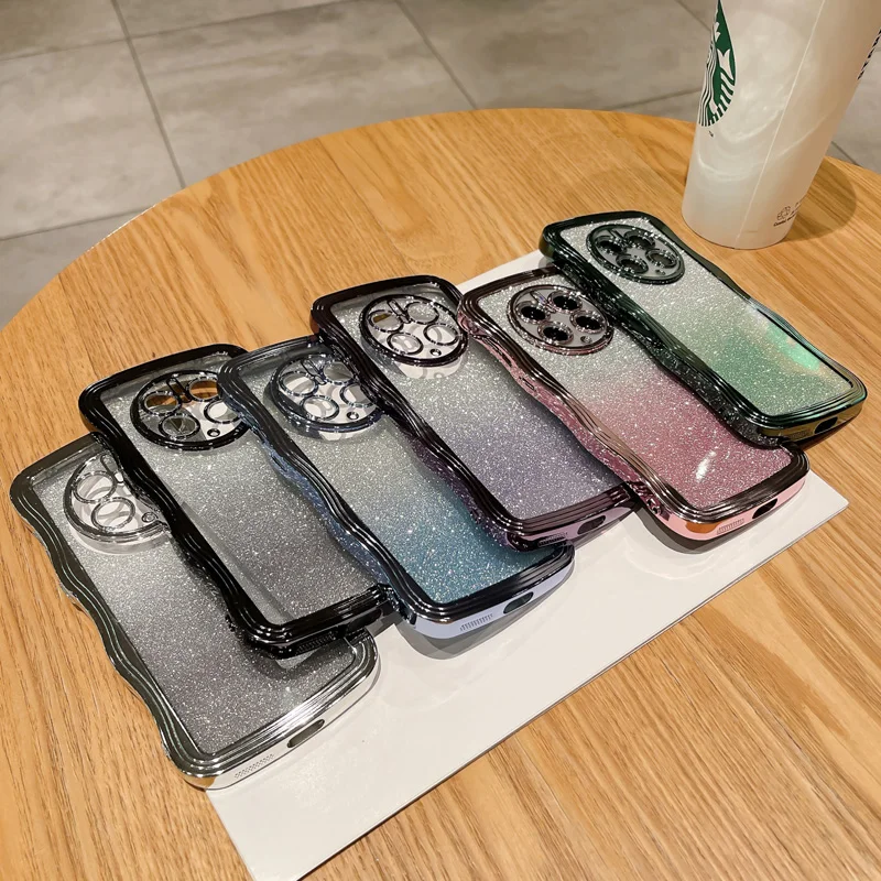 

Luxury Glitter Electroplating Gold Plating Phone Case For Huawei P40 P50 mate30 40 50 nova 9 pro 10pro Soft Silicone Back Cover