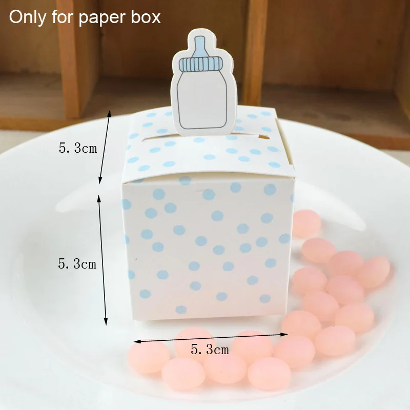 Подарочная коробка в форме бутылки для кормления 50 шт./лот розовые синие точки