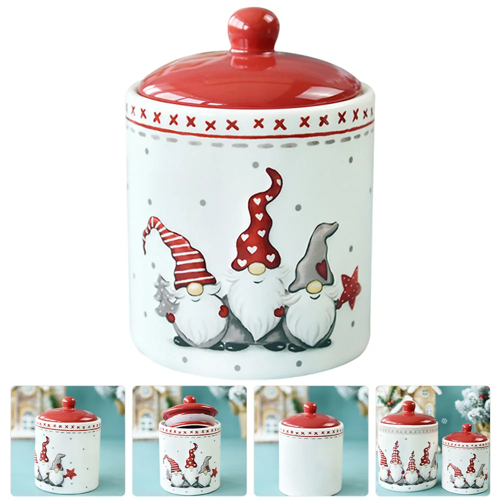 

Jar Christmas Ceramic Cookie Storage Tea Candy Canister Container Jars Gnome Holiday Holder Biscuit Canisters Coffee Gift Santa