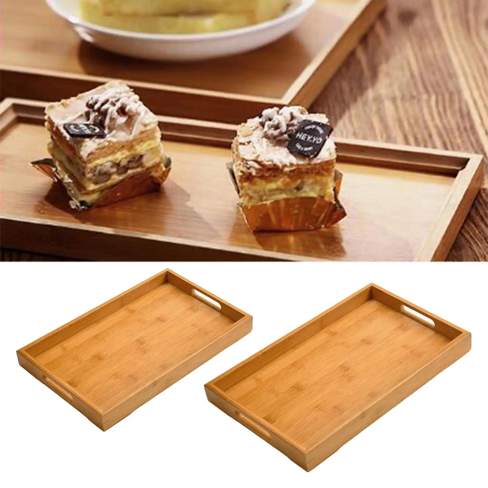 

Wooden Serving Tray Rectangle Dinner Plate Tea Snack Platters