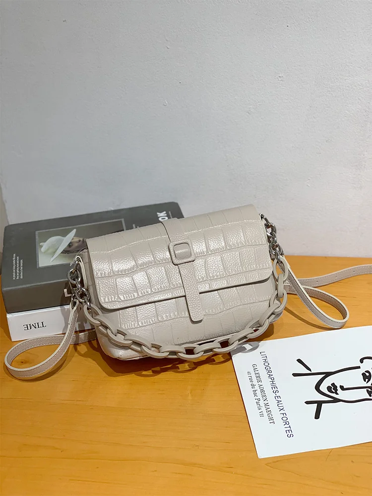 

high quality luxury brand Leather Women's 2023 New Fashion Chain Small Square Crocodile Cross body Shoulder Bag 806
