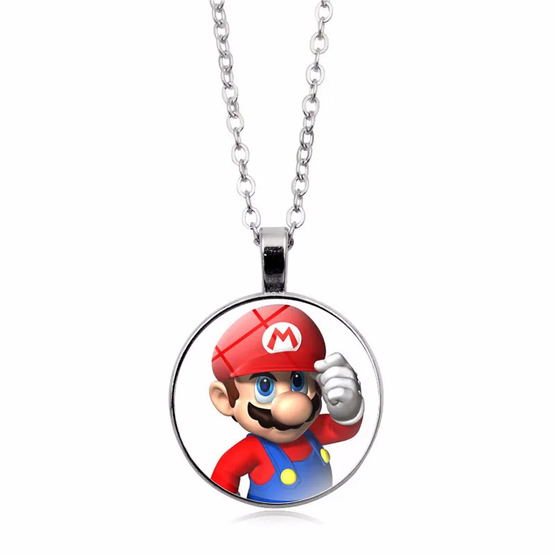 

Super Mario Gemstone Necklaces Mario Pendants Anime Figures Jewelry Fashion Sweater Chain Students Kids Birthday Christmas Gifts