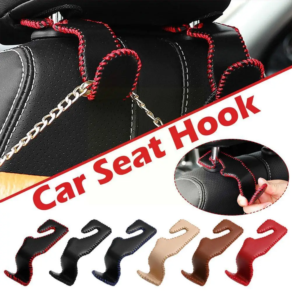 

Multi-function PU Leather Car Seat Headrest Hook Hidden Back Hanger Storage Holder Organizer Rear Rack For Handbag Cloth Ac W9L5