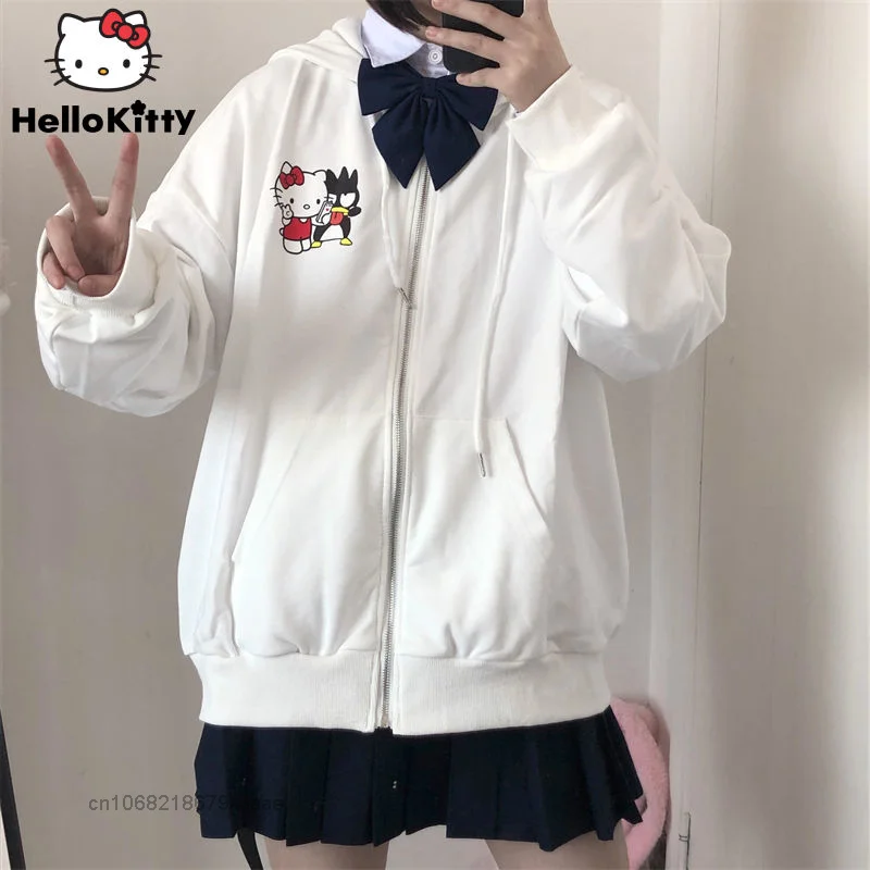 

Sanrio Hello Kitty Clothes Spring Thin Sweatshirts Women Long Sleeve Hoodies Aesthetic Japan Style Casual Tops Y2k New Thin Coat