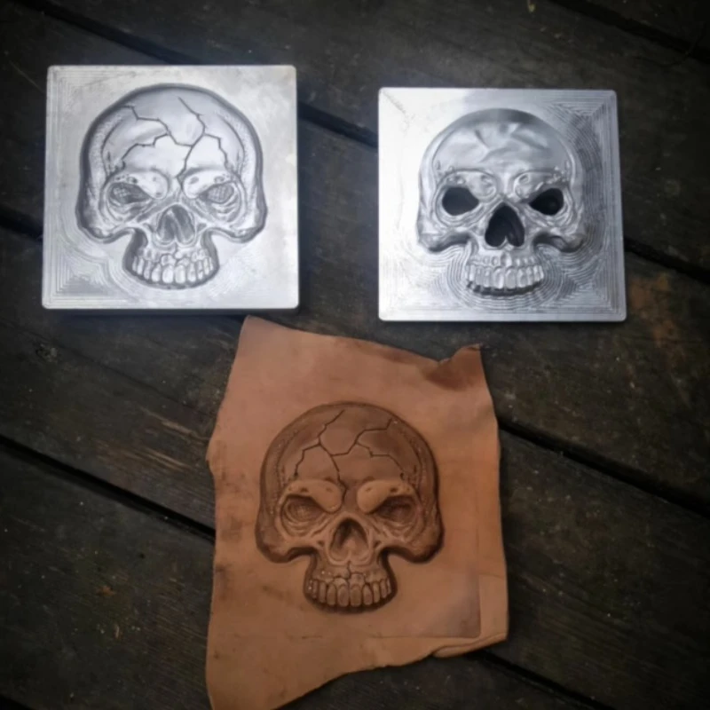

3D Skull Leather Mold Aluminum Alloy Stamp Pressing Molding Craft Tool Stamping Embossing Die Hydroforming Hydraulic Pressure