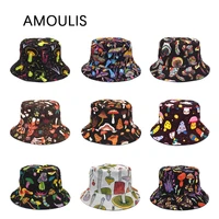 amoulis summer bucket hats for women and men casual print sun hat sun protection anti uv fishermans hat cotton beach cap unisex