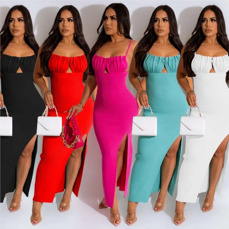 

Beach Dress Swimsuit Women Summer 2023 Pure Color Sleeveless Backless Solid Spandex Outings Robe Plage Kaftan Bath Swim Cover Up