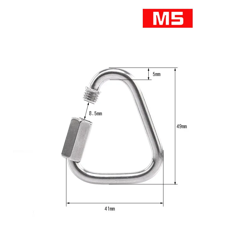

10 шт., быстродействующие звенья из нержавеющей стали, фиксирующие зажимы для карабина с винтовой гайкой, треугольный цепной крючок для прицепа, качелей, гамаков, троса