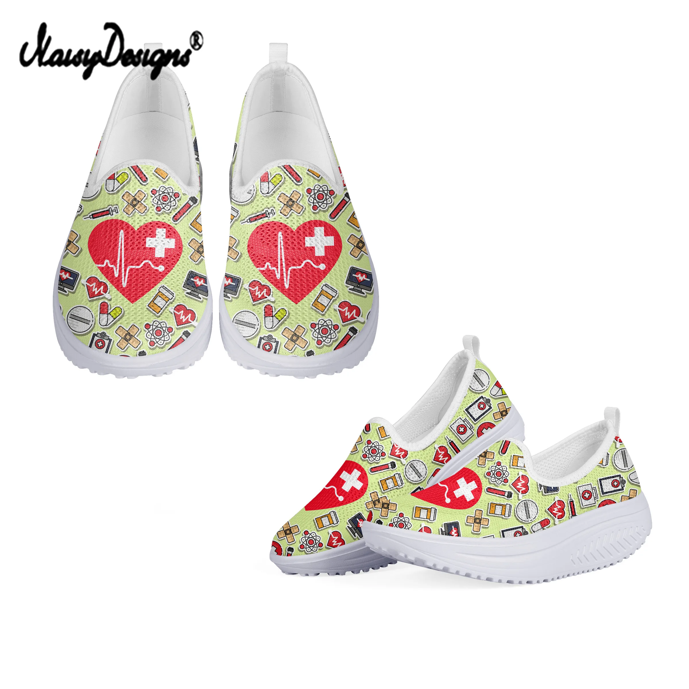 

Noisydesigns Women's Sneakers Heartbeat Medicine Platform Toning Wedge Light Weight Zapatillas Sports Shoes for Woman 2021 Hot