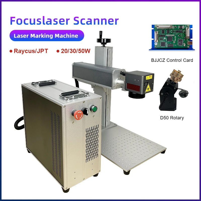 

20W 30W 50W Raycus JPT Metal Engraver Fiber Laser Marking Machine With BJJCZ Rotary D50 For Metal Gold Sliver Ring Stainless