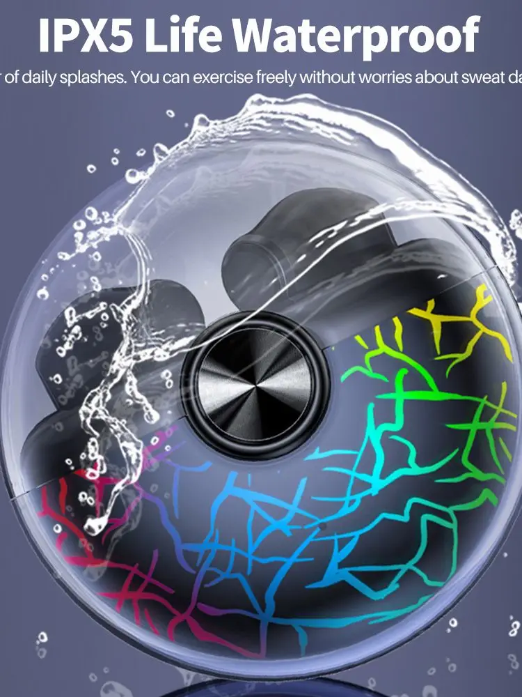 

TWS Wireless Earphone Transparent Space Capsule Blue-tooth Wireless EarphonesCrack Colorful LightsTWSNoise Reduction Earphone025