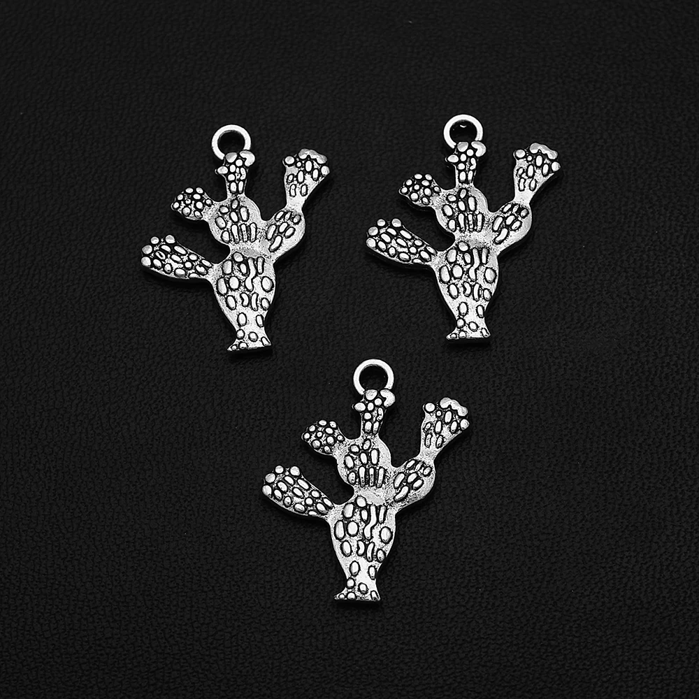 

10pcs/Lots 20x24mm Antique Silver Plated Cactus Charms Plant Thorn Pendants For Diy Necklaces Fashion Jewellery Making Supplies