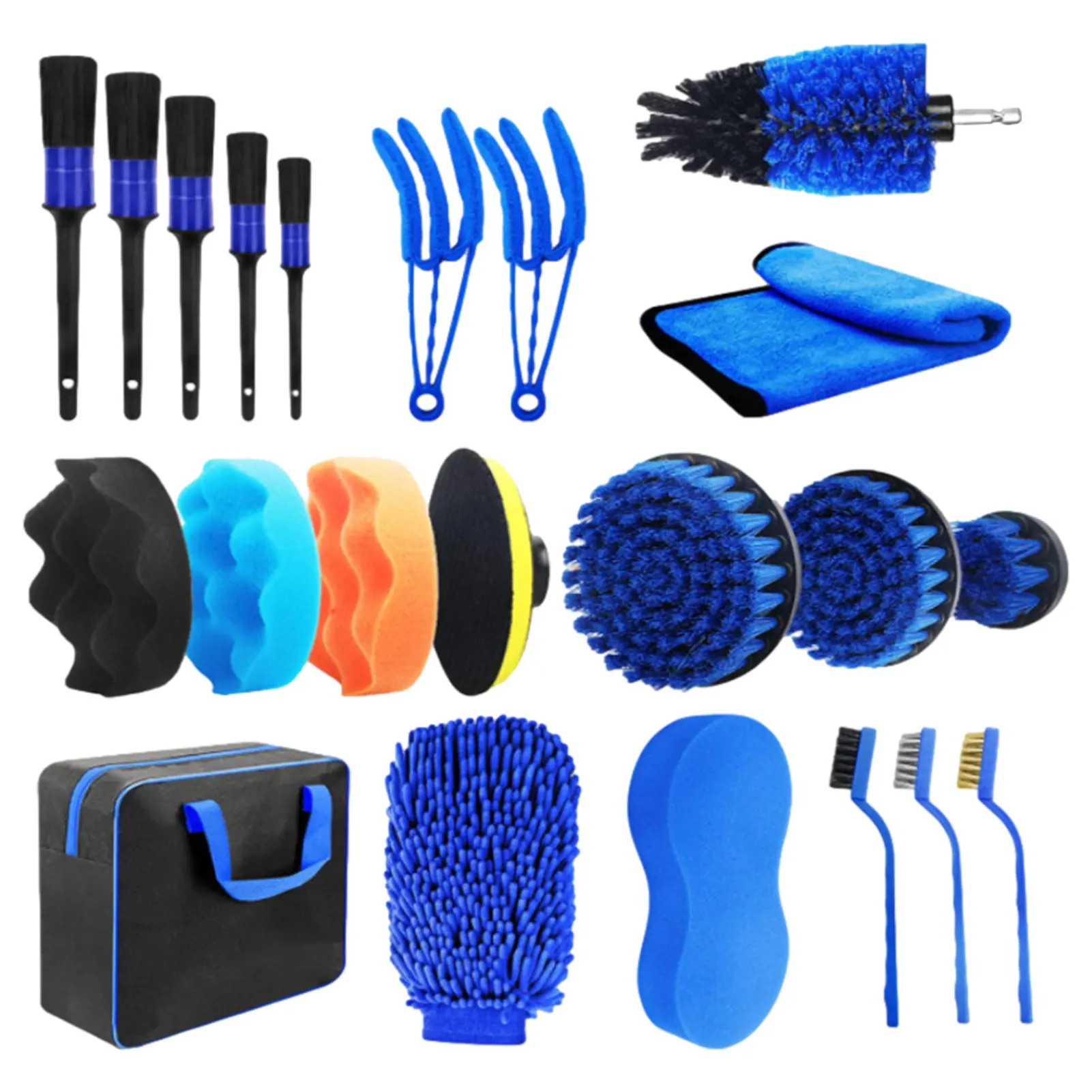 

Car Cleaning Kit Full 22pcs Cleaning Car Detailing Kit For Interior Exterior Car Wash Kits With Wire Brushes & Detailing Brushes