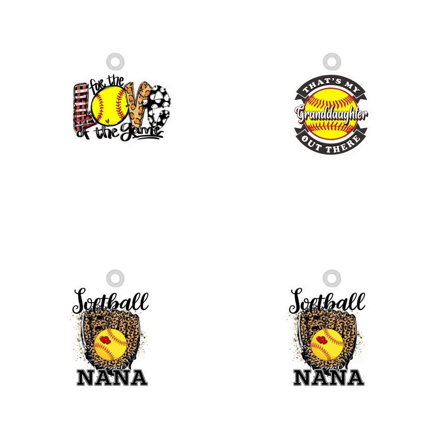 

10PCS Baseball Love Acrylic Dangle Charm Epoxy Granddaughter Nana Love Game Charms For DIY Earrings Bracelet Women Girls Jewelry