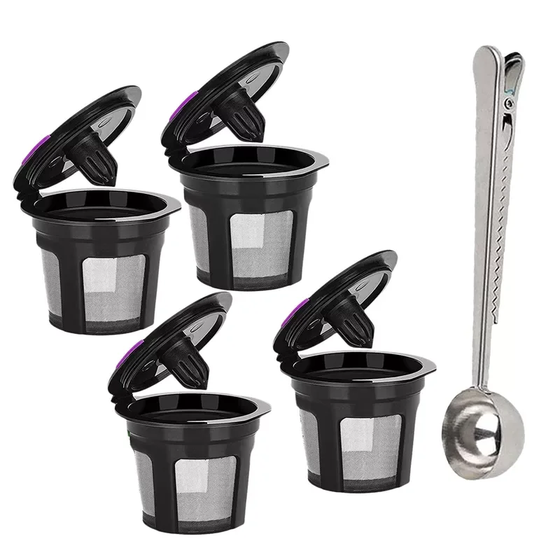 

5 Pcs K Cups Clip Spoon Set Refillable Coffee Filters For Keurig Universal Reusable Coffee Pods Coffee Scoop Funnel