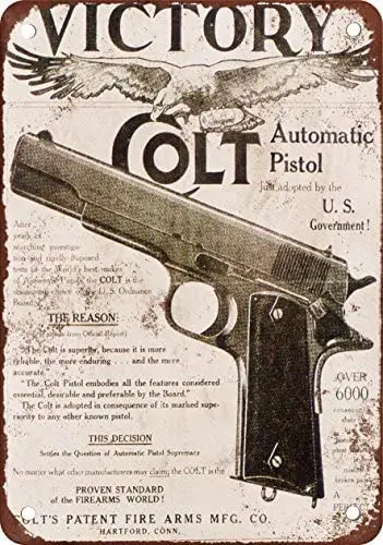 Colt M1911 Викторианский Вид Ретро репродукция металлический жестяной Логотип 7x10