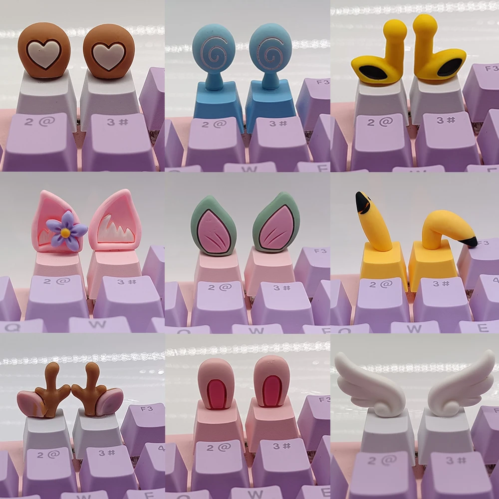 

2Pcs DIY ABS Custom Cartoon Anime Keycap Backlit Mechanical Keyboard Keycaps Cherry MX Bottom Angel Wing OEM Kawaii Cute Key Cap