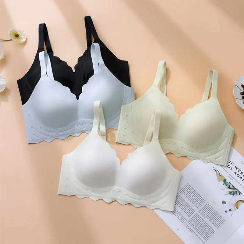 

Wasteheart New for Women Black Pink Wireless Female Bras Push Up Padded Wire Free One-Piece Bra Padded 85 Cup A B Underwear