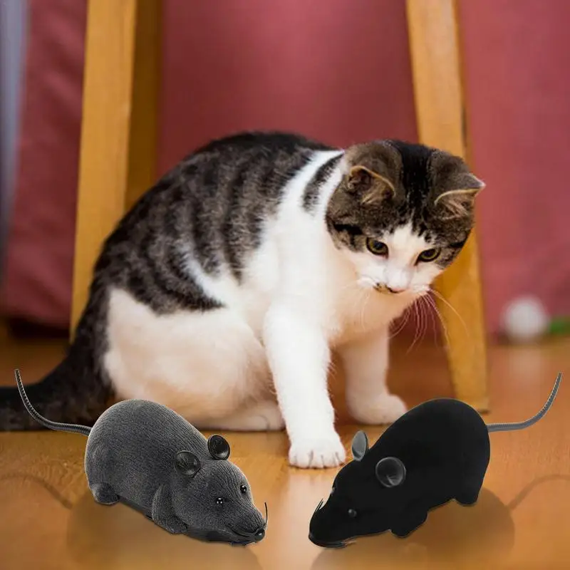 

Remote Control Mouse Wireless Electronic Remote Control Moving Mouse Cat Toy Squeaky Rat Pet Cat Trick Interactive Toys Supplies