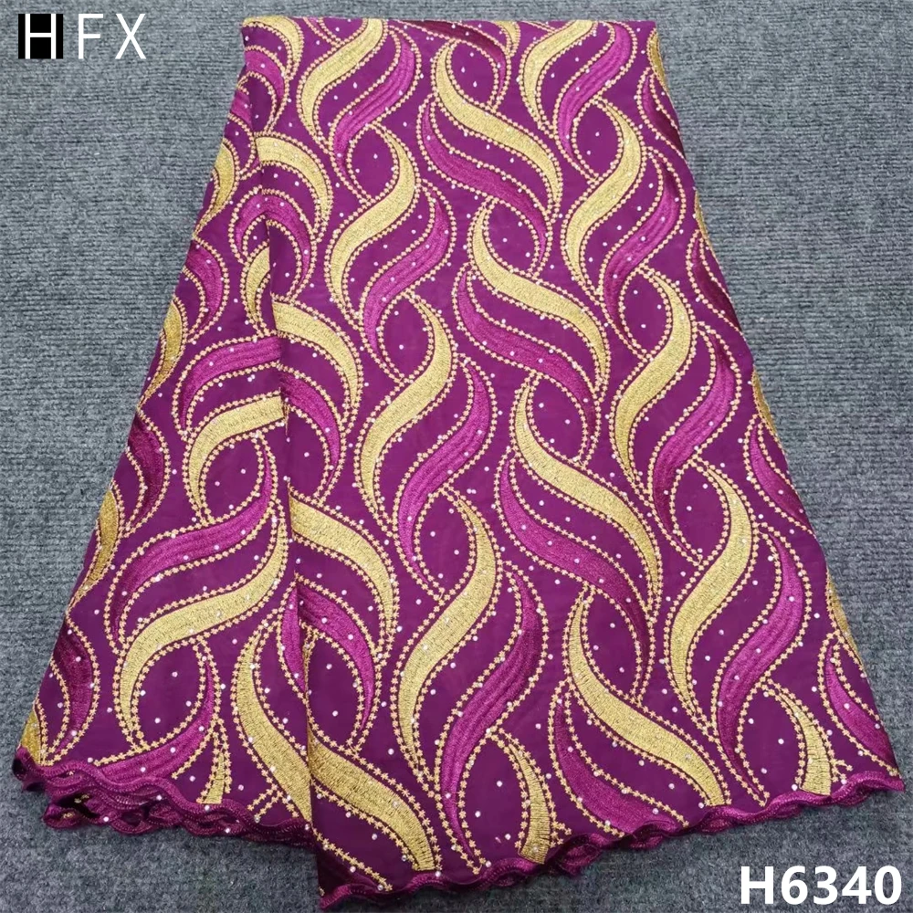 

HFX 2022 швейцарская вуаль кружевная ткань с камнями африканская 100% хлопчатобумажная кружевная ткань 2022 Высококачественная вуаль кружева в Шв...