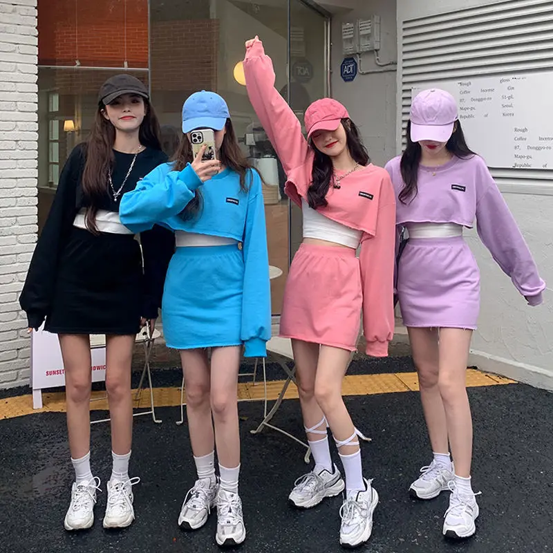 

Sets Women Casual All-match Cool Girls Streetwear Solid Frayed Summer Students Chic Ulzzang Ins Jogging Trendy Boyfriend Newest