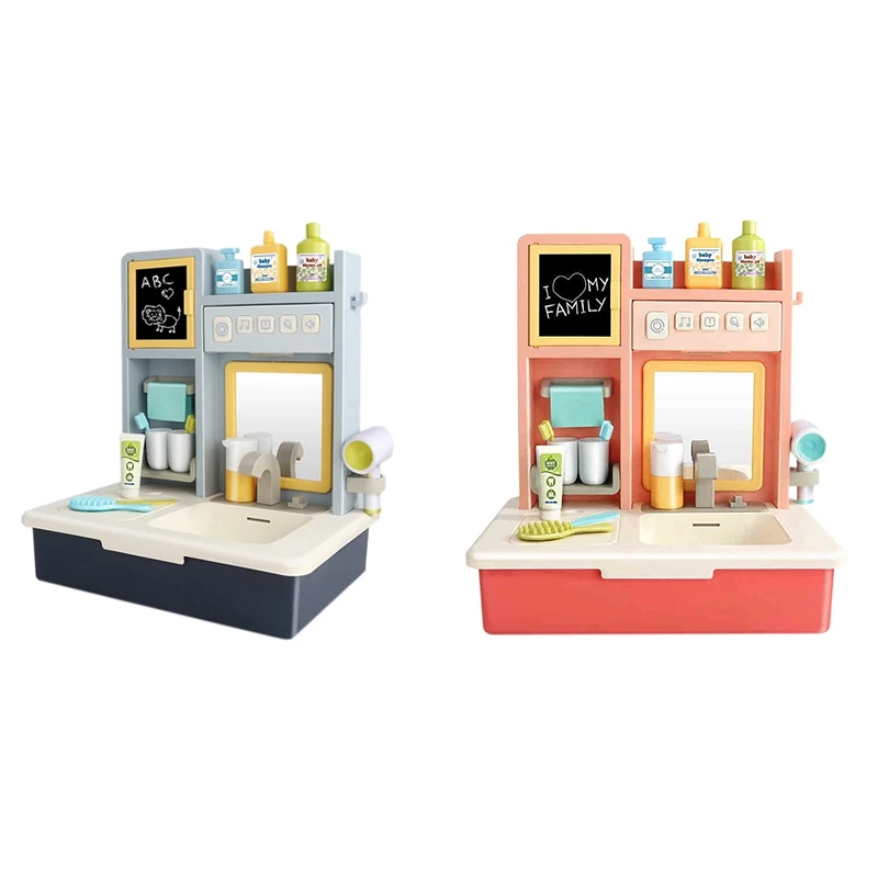 

Electric Pretend Play Sink Set Musical Toy With Kids Drawing Board