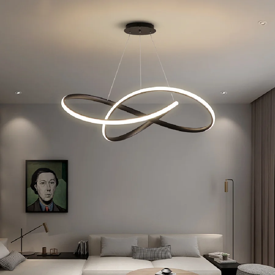 

D50/60/80cm Modern LED pendant lights livingroom diningroom kitchen Black/White aluminum pendant lamp lustre led light fixtures
