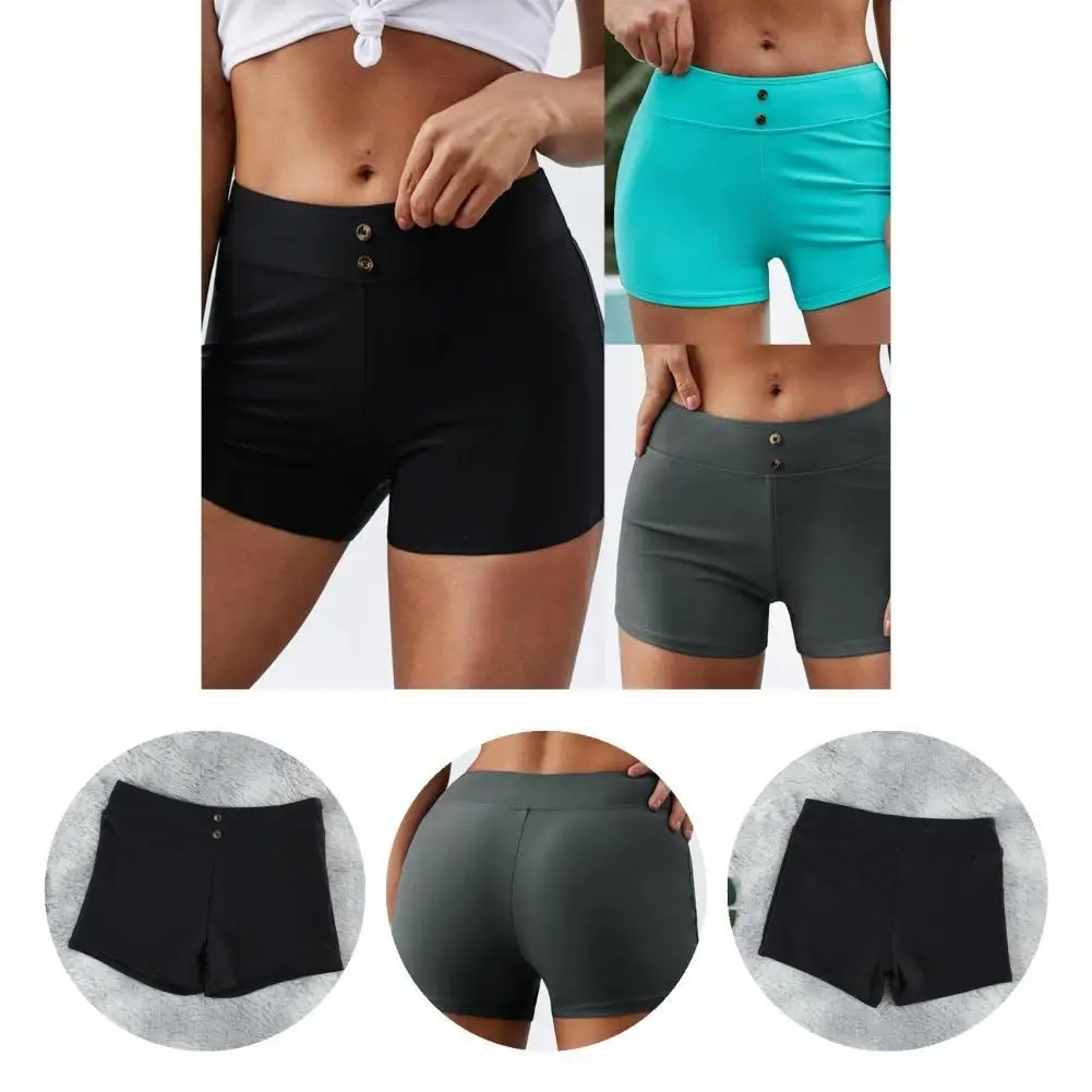 

Board Shorts Mid Waist Casual Stretchy Pure Color Slim-fitting Swim Shorts