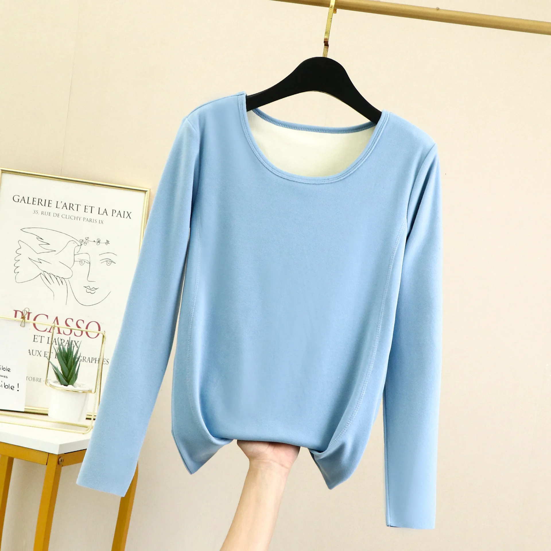 Women thermal top  base layer German Velvet Thicken Warm Autumn Clothes Leisure Inside No Trace Cold Protection Home Underwear