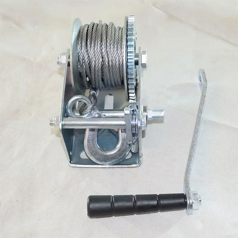 600 Lb-3000 Lb Wire Rope Lifting Winch Household Manual Hand Hoisting Self-locking Traction Machine with Steel