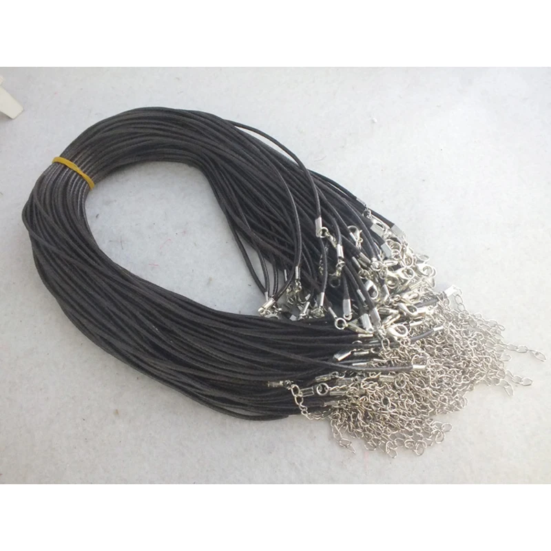 

500pcs/lot 1.5mm fashion Black Leather Cord Necklace 45+5cm With Lobster Clasps DIY Craft Jewelry Free Shipping Wholesale