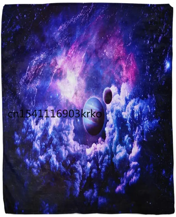 

Flannel Throw Blanket Blue Dreamscape Galaxy of This Furnished by Purple Home Decorative Warm Cozy Soft Blanket for Couch