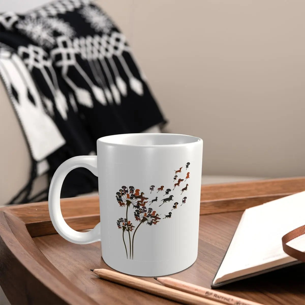 Такса Одуванчик собака чашка для влюбленных кофе конфета 11 унций какао