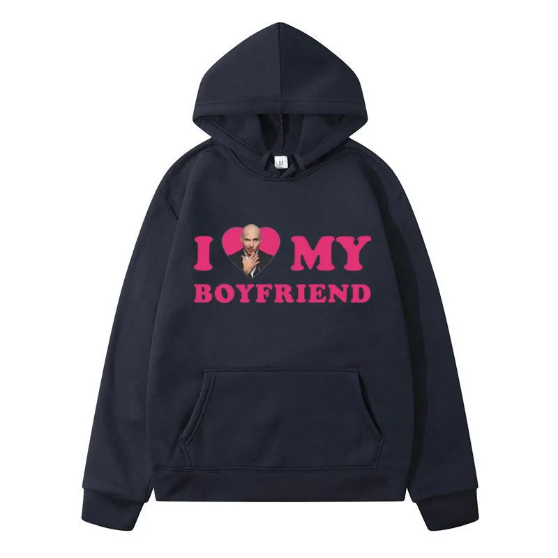 Забавные розовые толстовки с капюшоном I Love My Boyfriend Pitbull Mr Worldwide мужская и женская