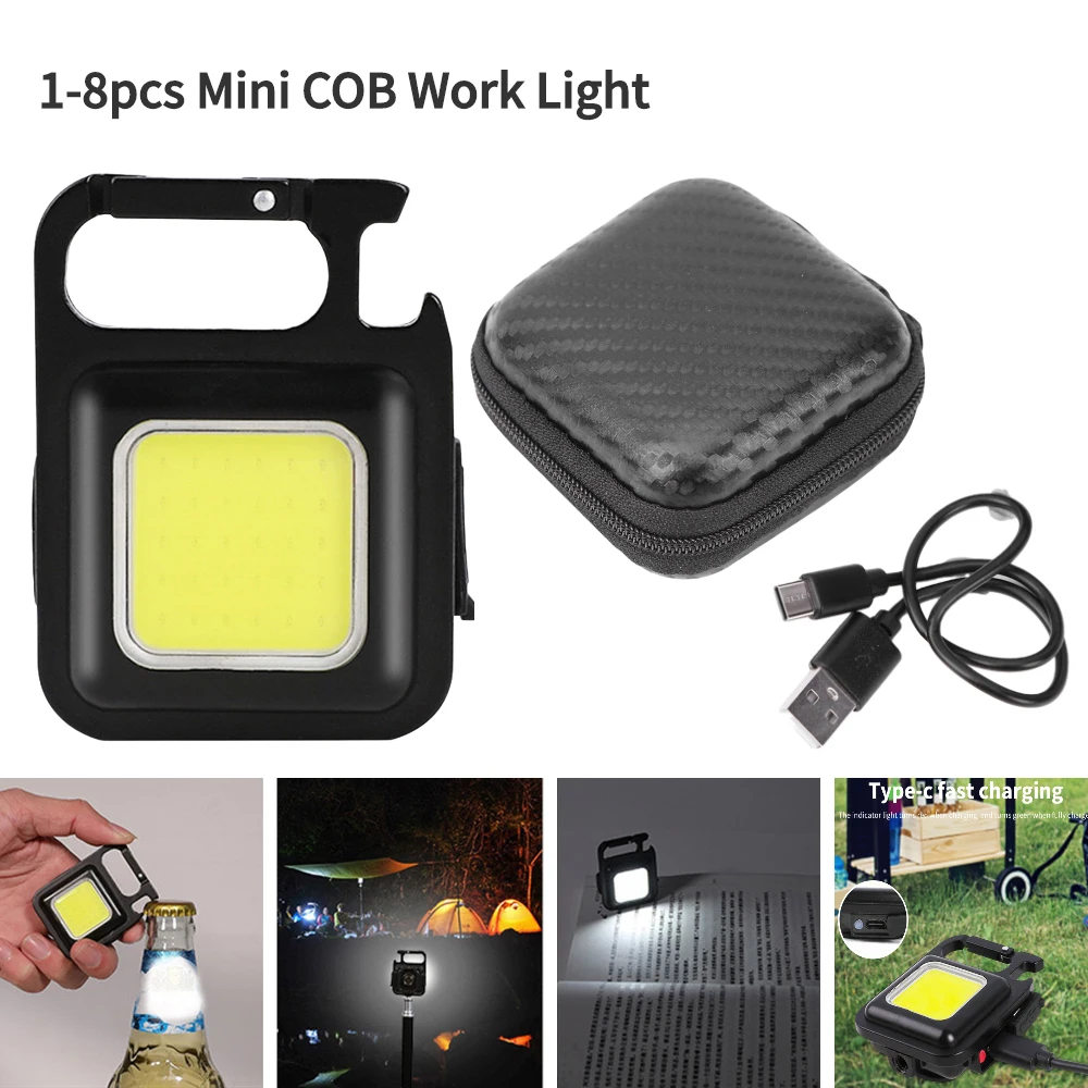 

Портативный карманный мини-фонарь с COB матрицей, USB-зарядка, фонарь для ключей для кемпинга, походов