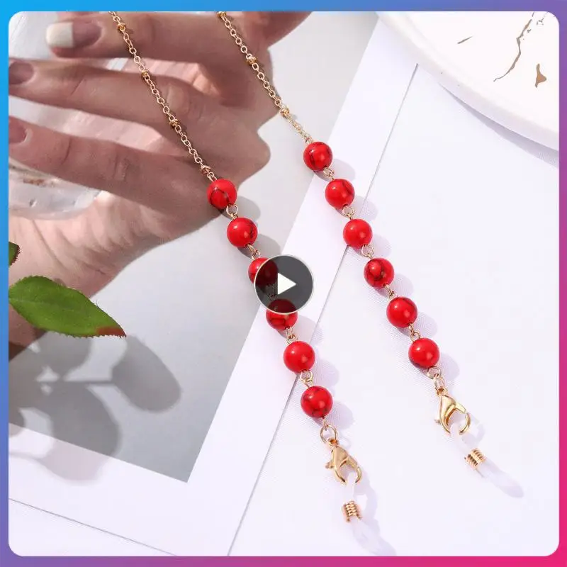 

New Mask Sunglass Chain Glass Metal Imitation Agate Stone Colorful Masking Chains Women Fashion Ear Protect Extension Chain