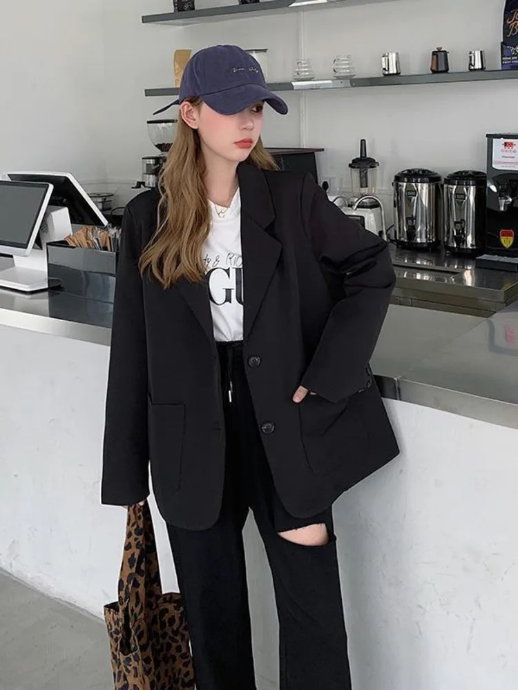 

Blazers Women Solid Outwear Loose Elegant Retro Fashion High Street All-match Spring Comfortable Simple Clothes New 2022