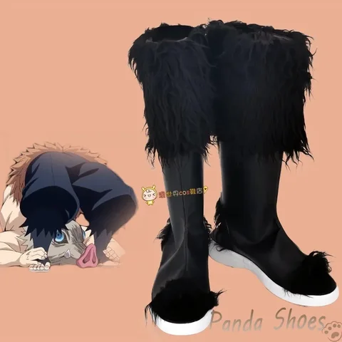 Аниме Hashibira Inosuke Косплей обувь аниме персонаж черные длинные сапоги косплей костюм реквизит обувь для Хэллоуина