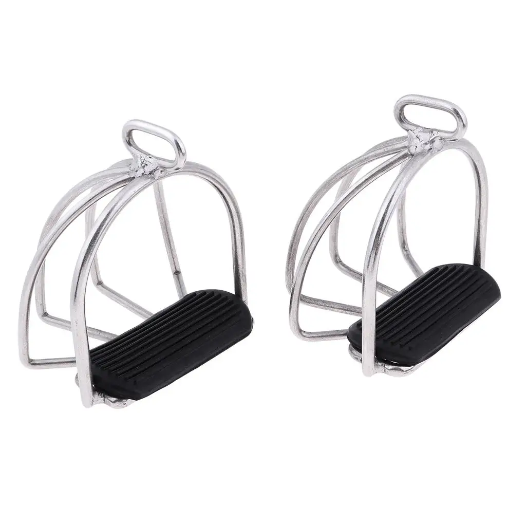 

2Pcs New Stirrups Stainless Steel Safety Cage Bendy Horse Riding Equestrian