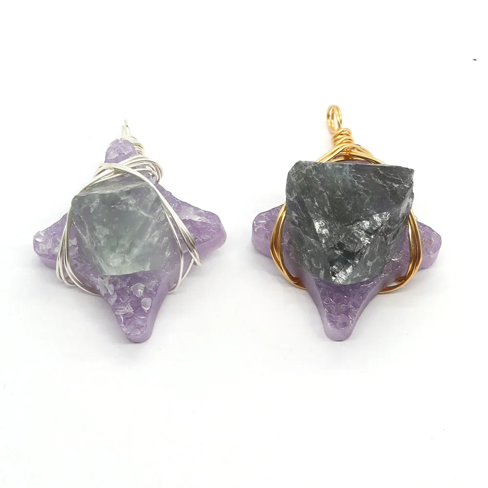 

Exquisite Classic Irregular Amethyst Pendant 30-45mm Charm DIY Making Earrings Aura Necklace Fashion Jewelry Ladies Accessories