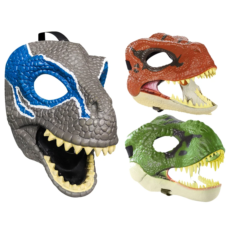 

New Dragon Mask Movable Jaw Dino Mask Moving Jaw Dinosaur Decor Mask For Halloween Party Cosplay Mask Decoration Funny Toy