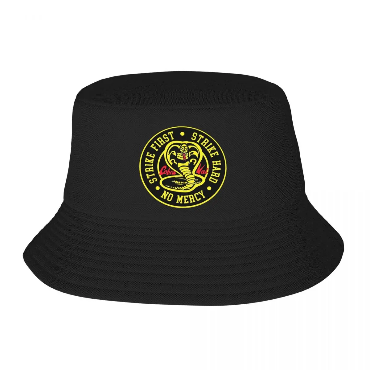 

Cobra Kai Print Bucket Hat Double Side Reversible Bob Hats Cotton Foldable Unisex Fisherman Cap Travel Sunscreen