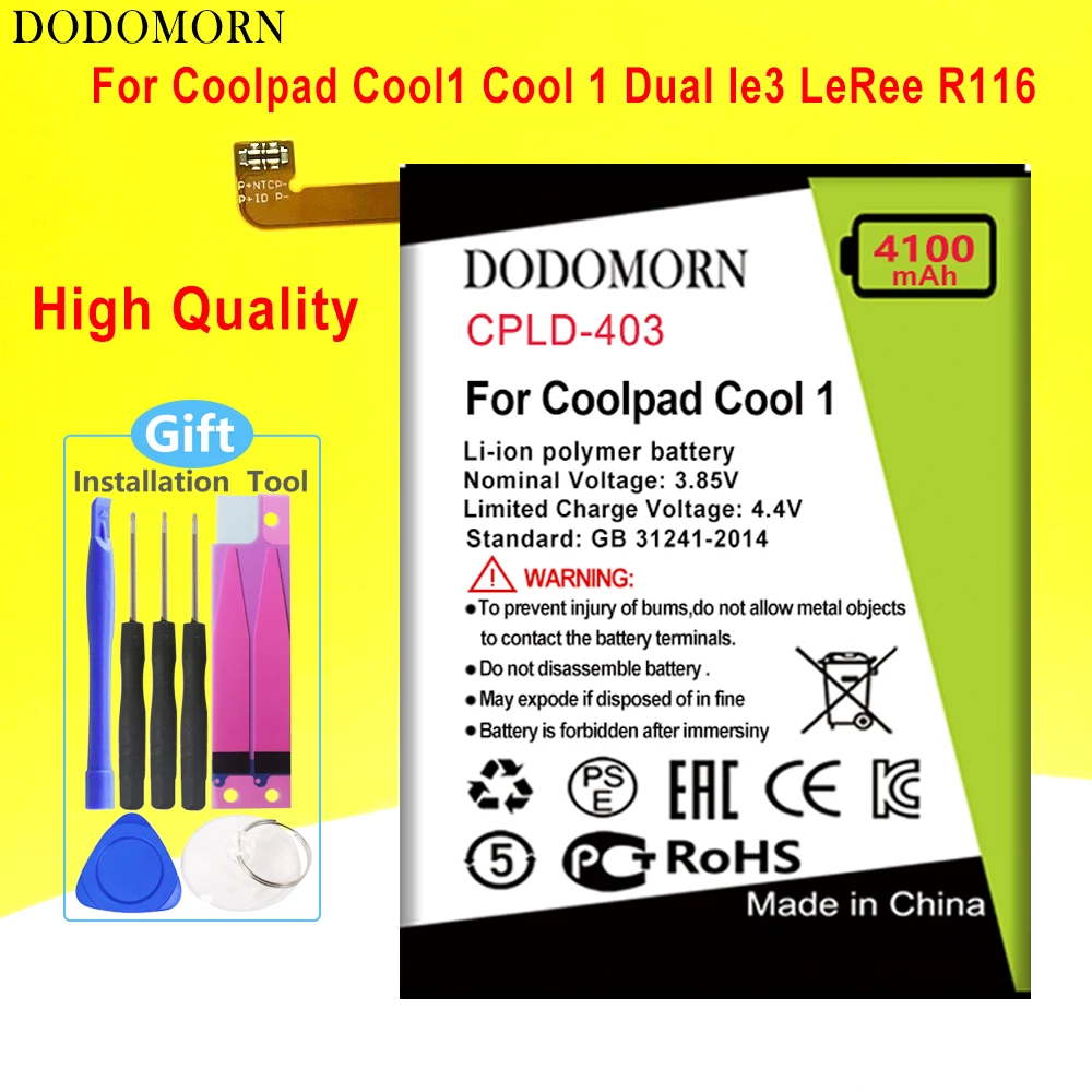 

Аккумулятор DODOMORN для смартфона Coolpad Cool1 Cool 1 Dual le3 LeRee R116 C106