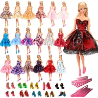 fashion handmade 15 itemslot doll accessories kids toys 5 doll dresses 5 hangers 5 shoes random for barbie dressing game