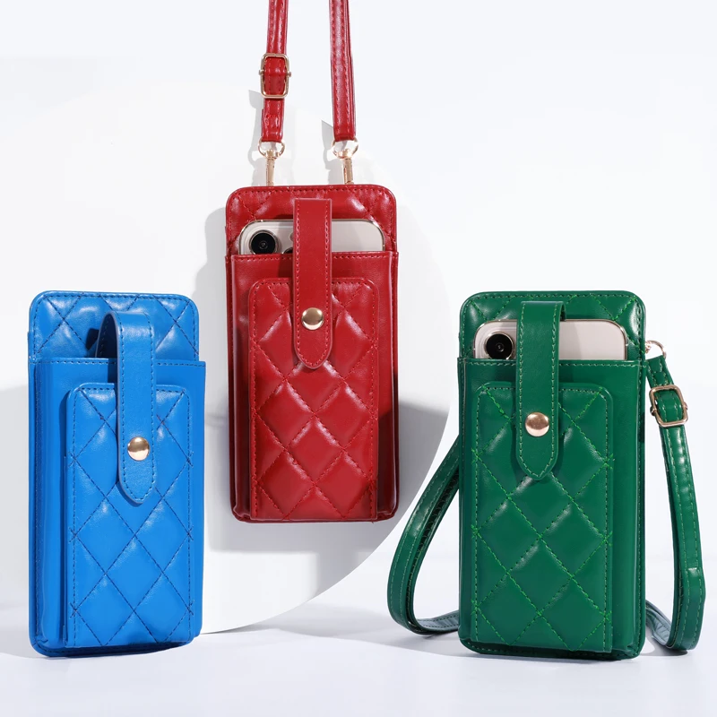 

Genuine Madley New Womens Wallet Rhombic Pattern PU Leather Multi Card Slot Shoulder Messenger Bag Zipper Mobile Phone Bag