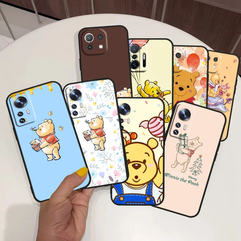 

Winnie Pooh Disney Cute For Xiaomi Mi 12 11 10 11T 10T 9T 9 Note 10 Ultra Pro Lite TPU Soft Silicone Black Phone Case