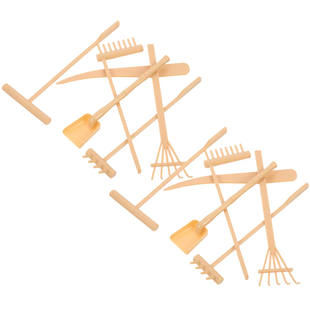 

2 Set Bamboo Product Desk Zen Sandbox Tools Miniature Kit Tray Plastic Outdoor Playsets Rake Accessories Supply