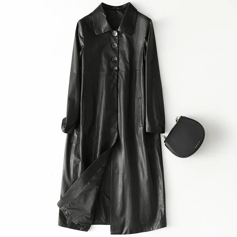 

100% Genuine Leather Jacket Women Spring Autumn Sheepskin Coat Female Winter Long Real Leather Windbreaker Overcoat Zy01