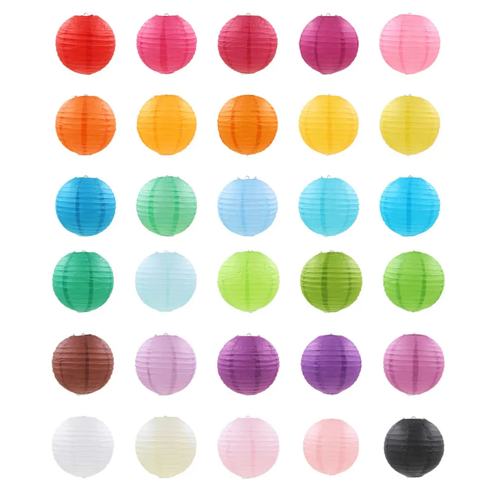 

1pc Colorful Paper Round Lantern Chinese New Year Decoration Birthday Wedding Party Supplies Decor 6in-12in Craft DIY Lampion