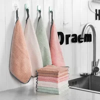 be Can hanging coral velvet towel to clean kitchen towel to increase household lint-free cleaning cloth absorbent cloth washing